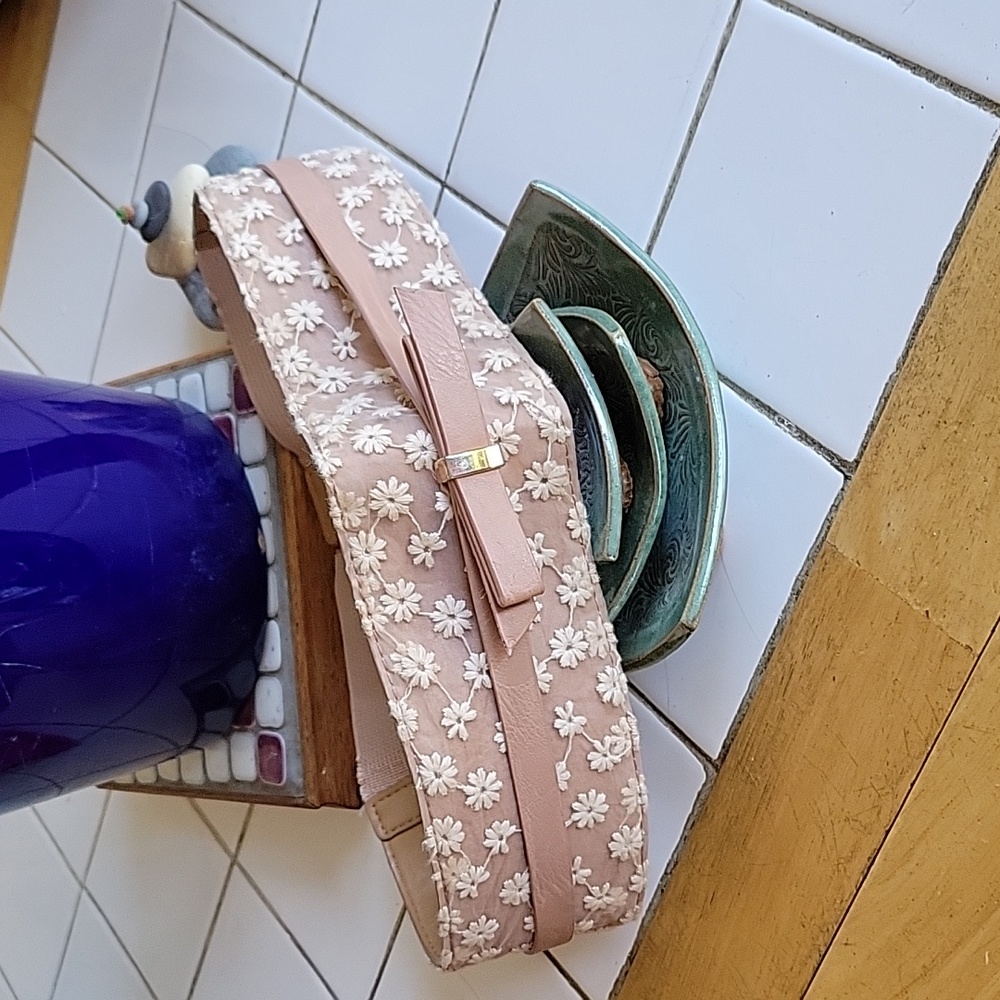 Embroidered with Faux-Leather Belt